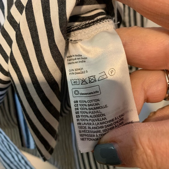 H&M cream/gray striped tunic top. US 4 - Picture 4 of 8